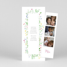 Faire-part de naissance Cadre fleuri (marque-page) multicolore