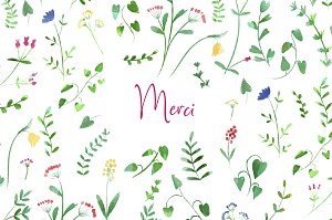 Carte de remerciement vert cadre fleuri bleu multicolore Carte de remerciement vert cadre fleuri bleu multicolore