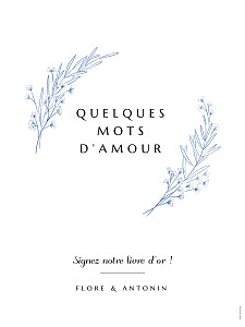 Panneau mariage délicats feuillages bleu Panneau mariage délicats feuillages bleu
