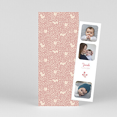 Faire-part de naissance marque-page liberty écureuil (marque page) rose Faire-part de naissance marque-page liberty écureuil (marque page) rose