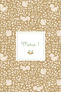 Carte de remerciement beige liberty écureuil ocre Carte de remerciement beige liberty écureuil ocre