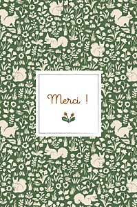 Carte de remerciement vert liberty écureuil vert Carte de remerciement vert liberty écureuil vert