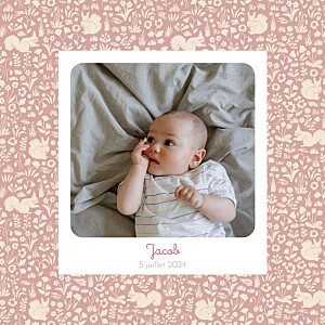 Faire-part de naissance rose liberty écureuil (4 pages) rose Faire-part de naissance rose liberty écureuil (4 pages) rose