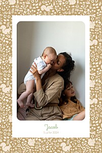 Faire-part de naissance beige liberty écureuil (portrait) ocre Faire-part de naissance beige liberty écureuil (portrait) ocre