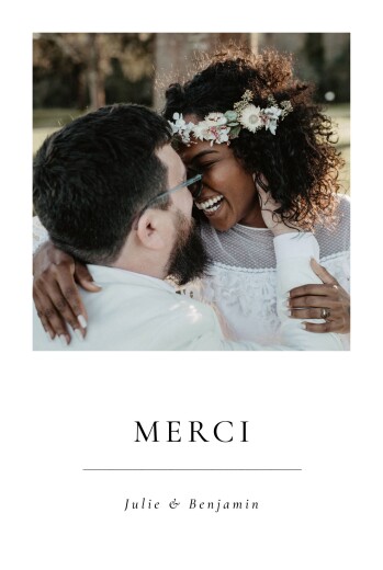 Carte de remerciement mariage Précieux moments (portrait) blanc - Recto