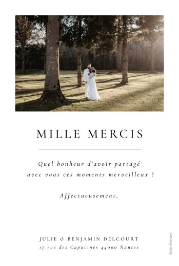 Carte de remerciement mariage Précieux moments (portrait) blanc - Verso