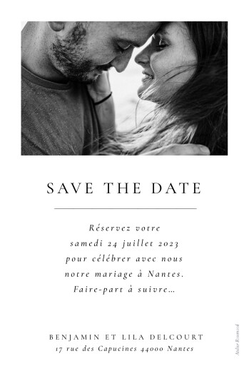 Save the Date Précieux moments (4 photos) Blanc - Verso