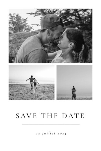 Save the Date Précieux moments (4 photos) Blanc - Recto