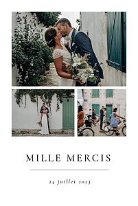 Carte de remerciement mariage Précieux moments (4 photos) blanc