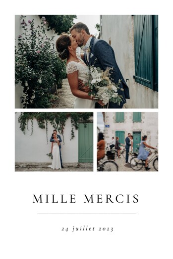 Carte de remerciement mariage Précieux moments (4 photos) Blanc - Recto