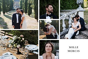 Carte de remerciement mariage simplement (8 photos) blanc Carte de remerciement mariage simplement (8 photos) blanc