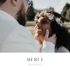 Carte de remerciement mariage Cœur d'or 4 pages (dorure) blanc