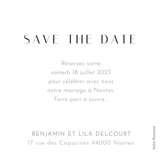 Save the Date Petit cœur d'or (dorure) blanc - Verso Save the Date Petit cœur d'or (dorure) blanc - Verso