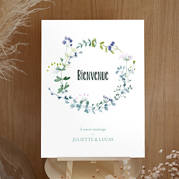 Panneau mariage bouquet sauvage bleu Panneau mariage bouquet sauvage bleu