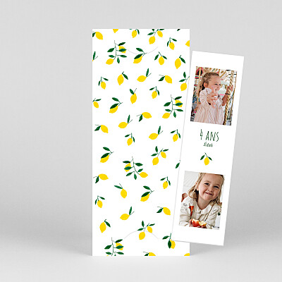 Carte d'anniversaire jaune agrumes crayonnés (marque page) jaune Carte d'anniversaire jaune agrumes crayonnés (marque page) jaune