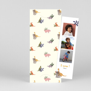 Carte d'anniversaire Mon petit dinosaure (marque-page) beige