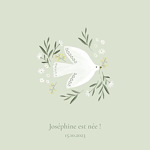 Faire-part de naissance vert petite colombe (4 pages) vert Faire-part de naissance vert petite colombe (4 pages) vert
