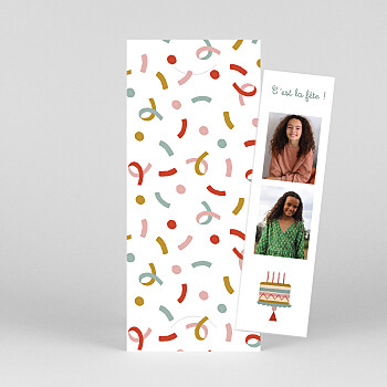 Carte d'anniversaire cotillons (marque-page) rouge Carte d'anniversaire cotillons (marque-page) rouge