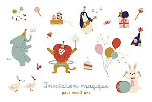 Carte d'anniversaire rouge la fête des animaux (paysage) rouge Carte d'anniversaire rouge la fête des animaux (paysage) rouge
