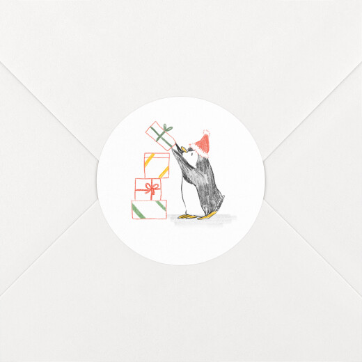 Stickers pour enveloppes vœux Sur la banquise blanc - Vue 1