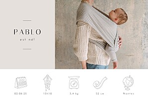 Faire-part de naissance original pictos graphiques (paysage) rose Faire-part de naissance original pictos graphiques (paysage) rose