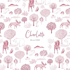 Faire-part de naissance original bois joli rose Faire-part de naissance original bois joli rose