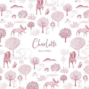 Faire-part de naissance original bois joli (4 pages) rose Faire-part de naissance original bois joli (4 pages) rose