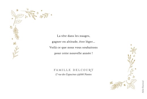 Carte de voeux Ornement festif dorure (message) Blanc - Verso