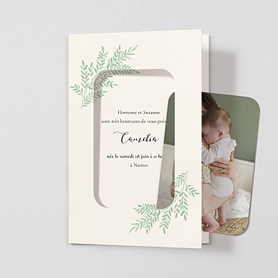 Faire-part de naissance vert ritournelle (cadre) vert Faire-part de naissance vert ritournelle (cadre) vert