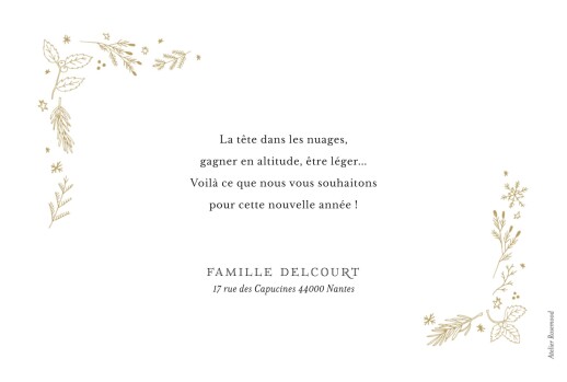 Carte de voeux Ornement festif (1 photo) dorure ocre - Verso