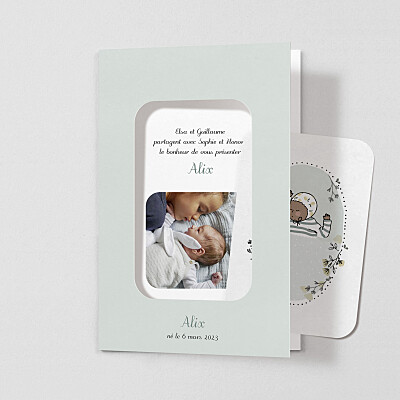 Faire-part de naissance fleur sweet dream (cadre) vert Faire-part de naissance fleur sweet dream (cadre) vert