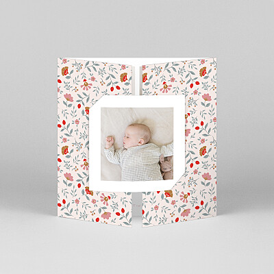 Faire-part de naissance original flora (fenêtre) rose Faire-part de naissance original flora (fenêtre) rose