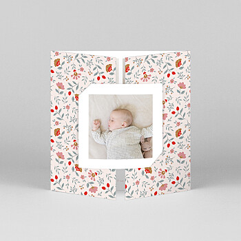 Faire-part de naissance flora (fenêtre) rose Faire-part de naissance flora (fenêtre) rose