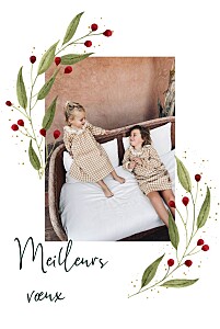 Carte de voeux nature petites baies blanc Carte de voeux nature petites baies blanc