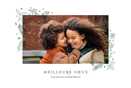 Carte de voeux Ornement festif (1 photo) vert - Recto Carte de voeux Ornement festif (1 photo) vert - Recto