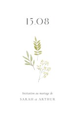 Carton d'invitation mariage Aquarelle végétale Blanc