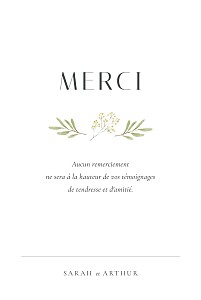 Carte de remerciement mariage avec photo aquarelle végétale (simple) beige Carte de remerciement mariage avec photo aquarelle végétale (simple) beige