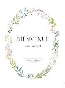 Panneau mariage aquarelle végétale blanc Panneau mariage aquarelle végétale blanc