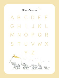 Affiche jaune l'abécédaire des éléphants jaune Affiche jaune l'abécédaire des éléphants jaune
