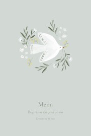 Menu de baptême Petite colombe Bleu