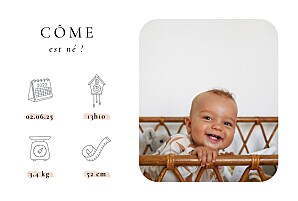 Faire-part de naissance rose picto feutre rose Faire-part de naissance rose picto feutre rose