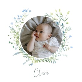Faire-part de naissance Couronne florale bleu Faire-part de naissance Couronne florale bleu