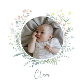 Faire-part de naissance Couronne florale rose