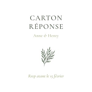 Carton réponse mariage sans photo champêtre blanc Carton réponse mariage sans photo champêtre blanc