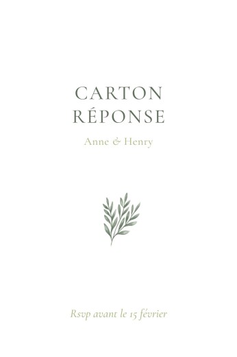 Carton réponse mariage Champêtre (Portrait) Blanc - Recto Carton réponse mariage Champêtre (Portrait) Blanc - Recto
