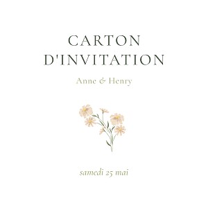 Carton d'invitation mariage classique champêtre blanc Carton d'invitation mariage classique champêtre blanc