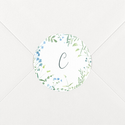 Stickers pour enveloppes naissance sans photo couronne florale bleu Stickers pour enveloppes naissance sans photo couronne florale bleu