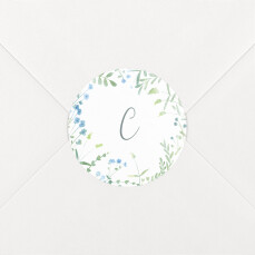 Stickers pour enveloppes naissance Couronne florale bleu