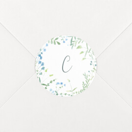 Stickers pour enveloppes naissance Couronne florale bleu