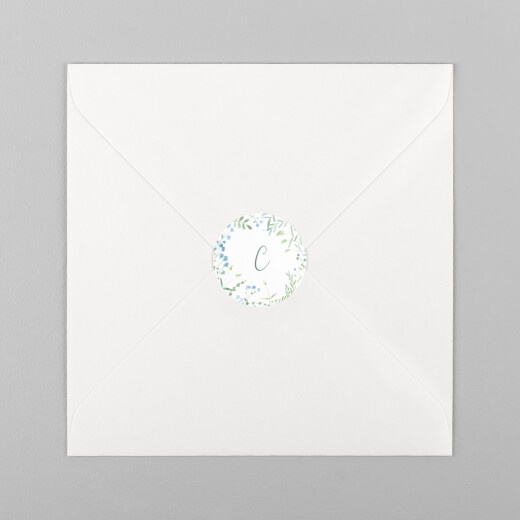 Stickers pour enveloppes naissance Couronne florale bleu - Vue 2